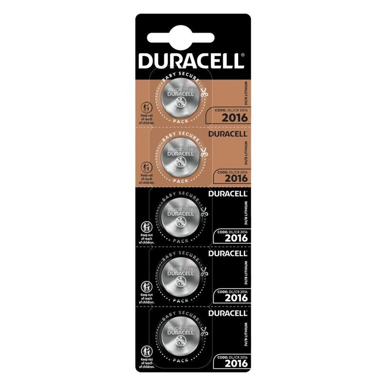 Pack 5 Pilas Cr 2016 Duracell Lithium-0