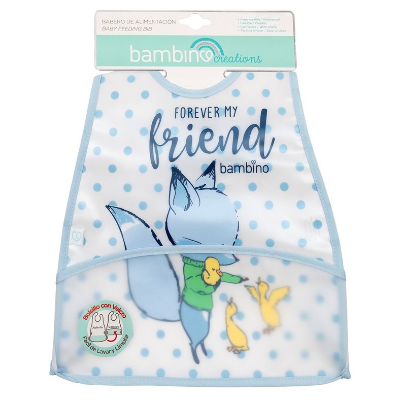 Babero de Alimentación Impermeable PEVA Celeste Zorro-0