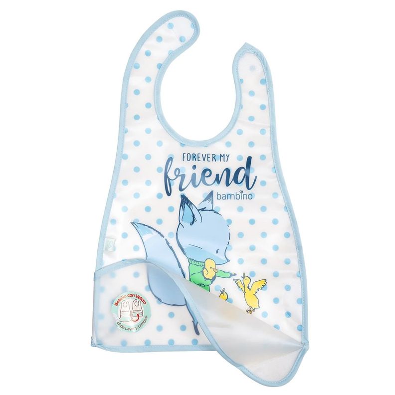 Babero de Alimentación Impermeable PEVA Celeste Zorro-1