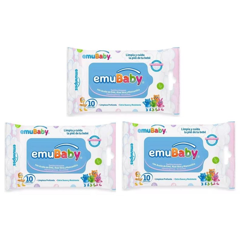 Toallitas Húmedas Emuwipes Premium 3x10 Un-2