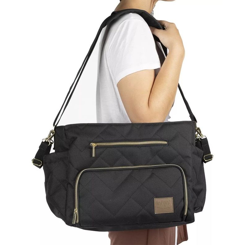 Bolso Maternal Pañalera Infanti Motto Gold Negro-3