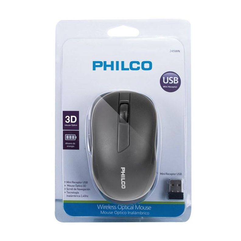 Mouse óptico Inalámbrico 210wn Negro Philco-1
