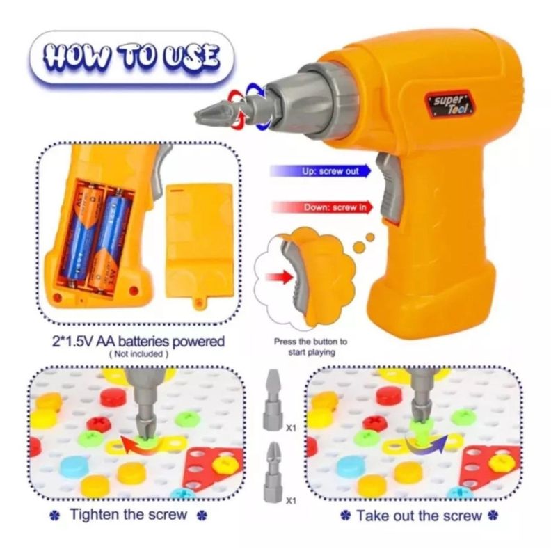 Juego Construcción Con Taladro Eléctrico Niños 55533-3