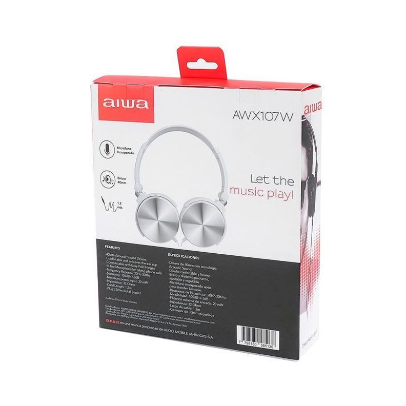 Audifono On-Ear Aiwa AWX107 Blanco-4