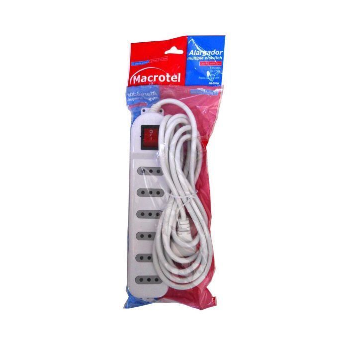 Alargador Eléctrico 3 Mts 6 Pos Blanco Macrotel-1
