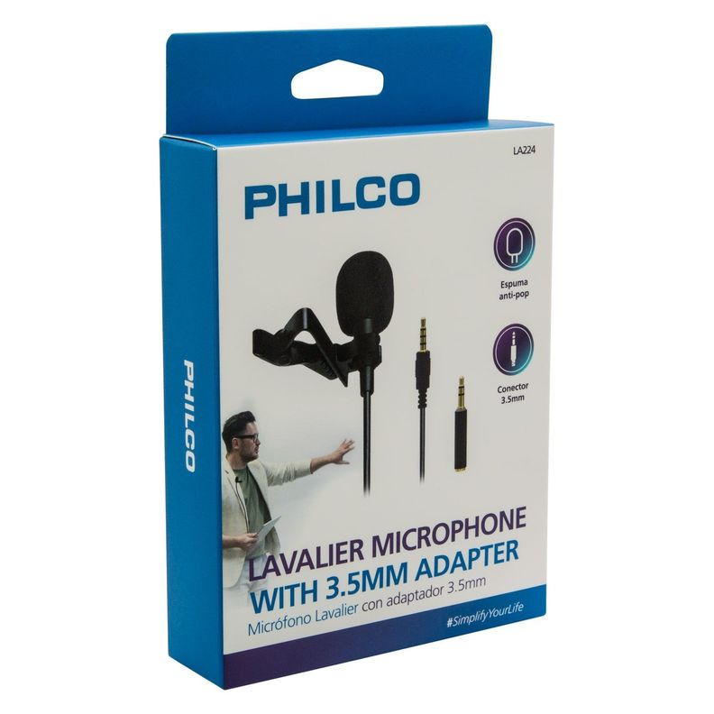 Microfono Solapa Lavalier 3.5 Aux Philco LA224-1