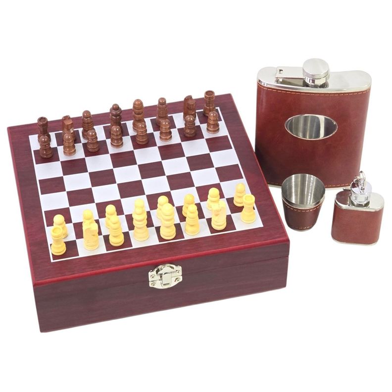 Set Juego de Ajedrez Con Petaca 8oz y Accesorios-0