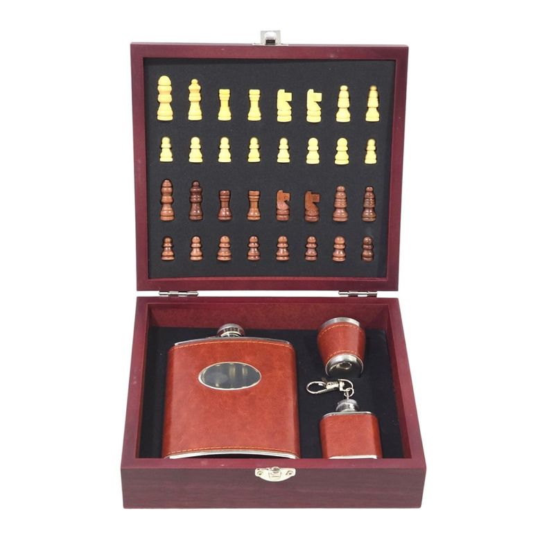 Set Juego de Ajedrez Con Petaca 8oz y Accesorios-5