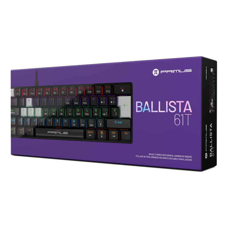 Teclado gamer 60 BALLISTA61T PKS 060G S con cable Negro