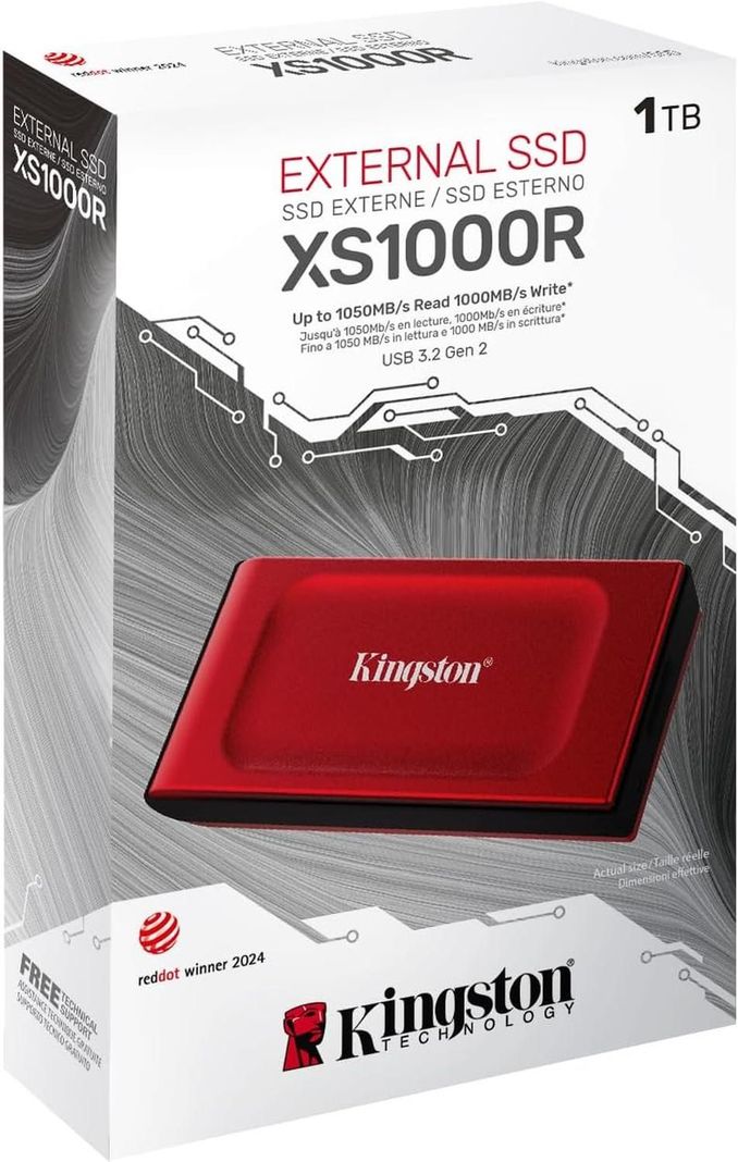 Kingston XS1000R SSD de 1 TB USB 3.2 Gen 2 ROJO-1