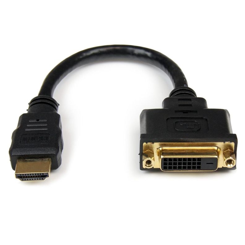 Adaptador de 20cm HDMI a DVI - DVI-D Hembra - HDMI Macho - Cable Conversor de Vi­deo - Negro-0