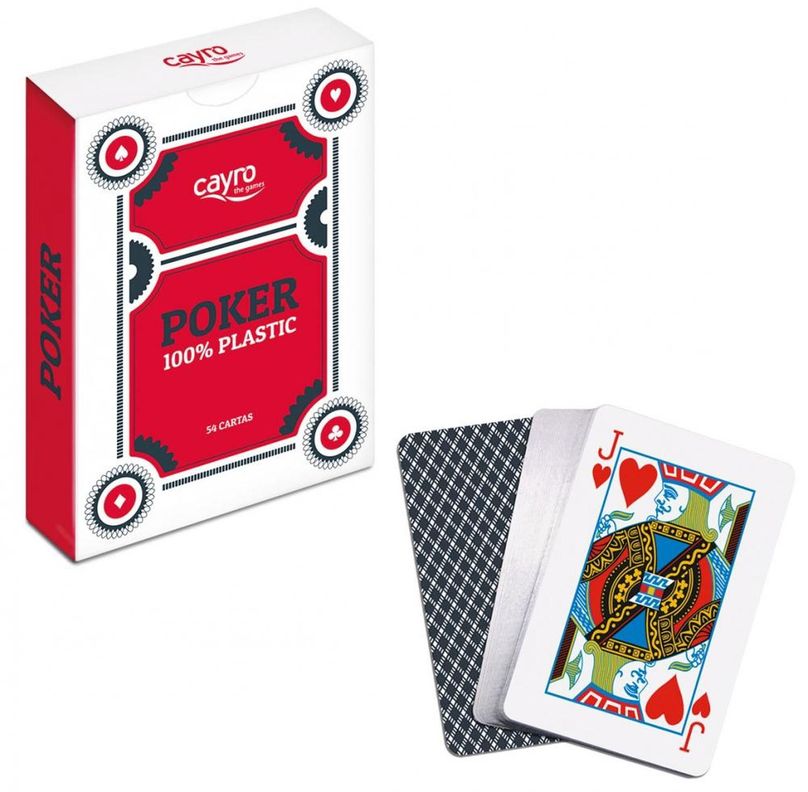 Baraja cartas póker 100% plástico (ROJO)-0