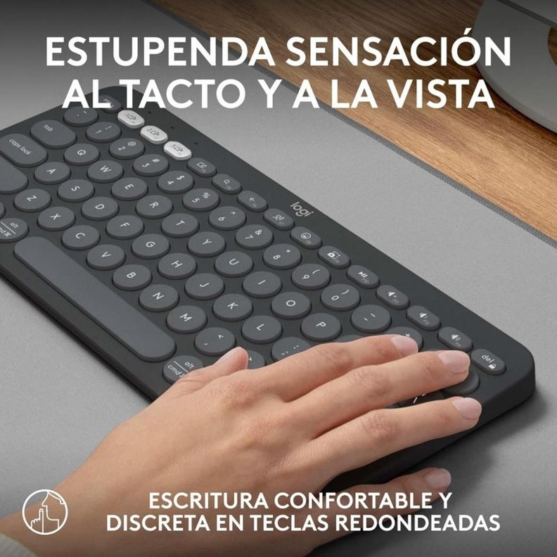 Teclado Pebble Keys 2 K380s, Bluetooth grafito-2