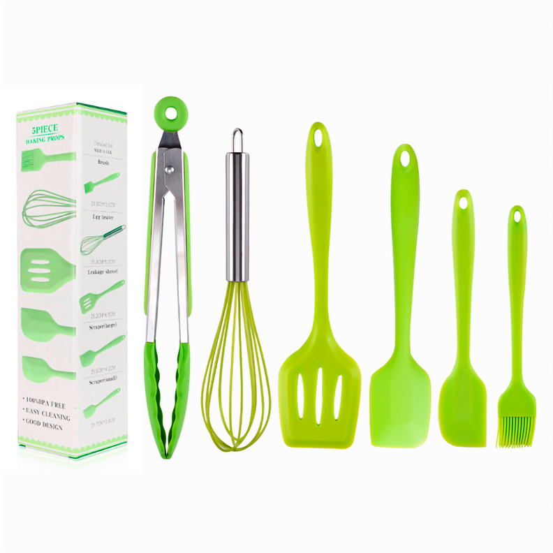 Set Utensilios Silicona 6 pzas Verde-0