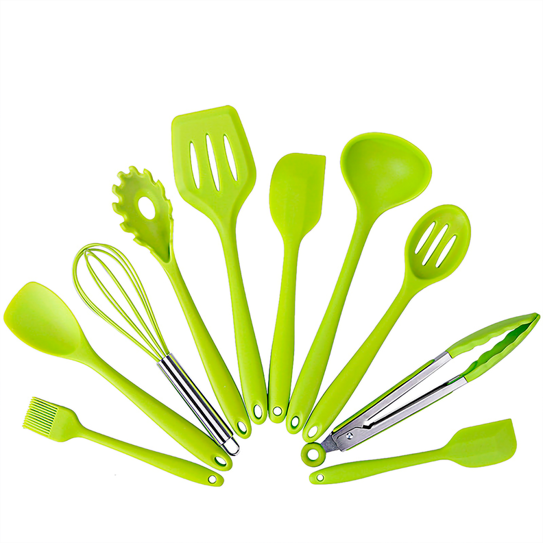 Set Utensilios Silicona 10 pzas Verde-0