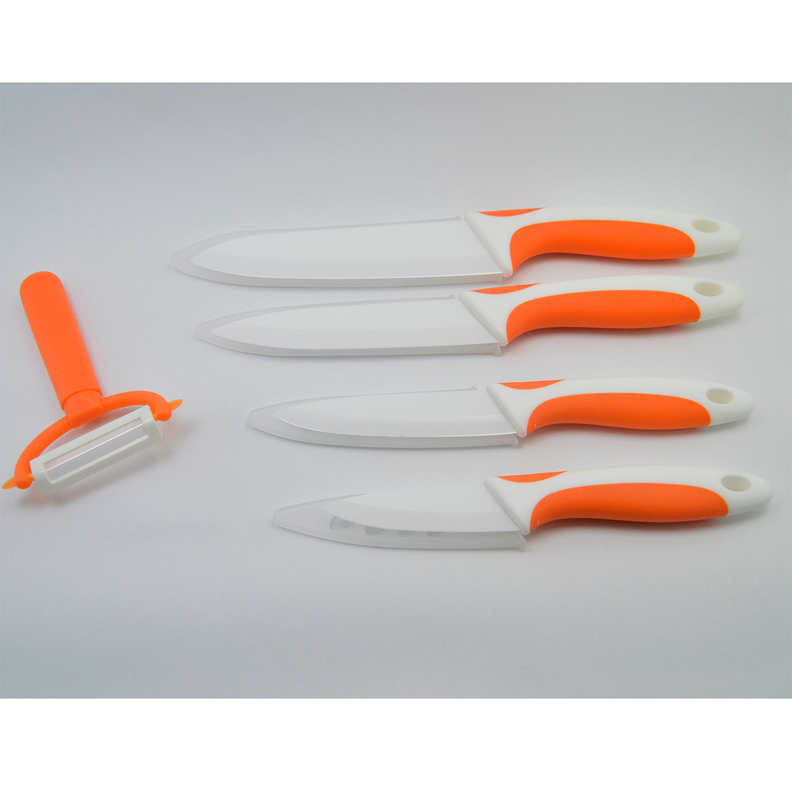 Set 5 Piezas Cuchillos Ceramica + Pelador Naranja-0