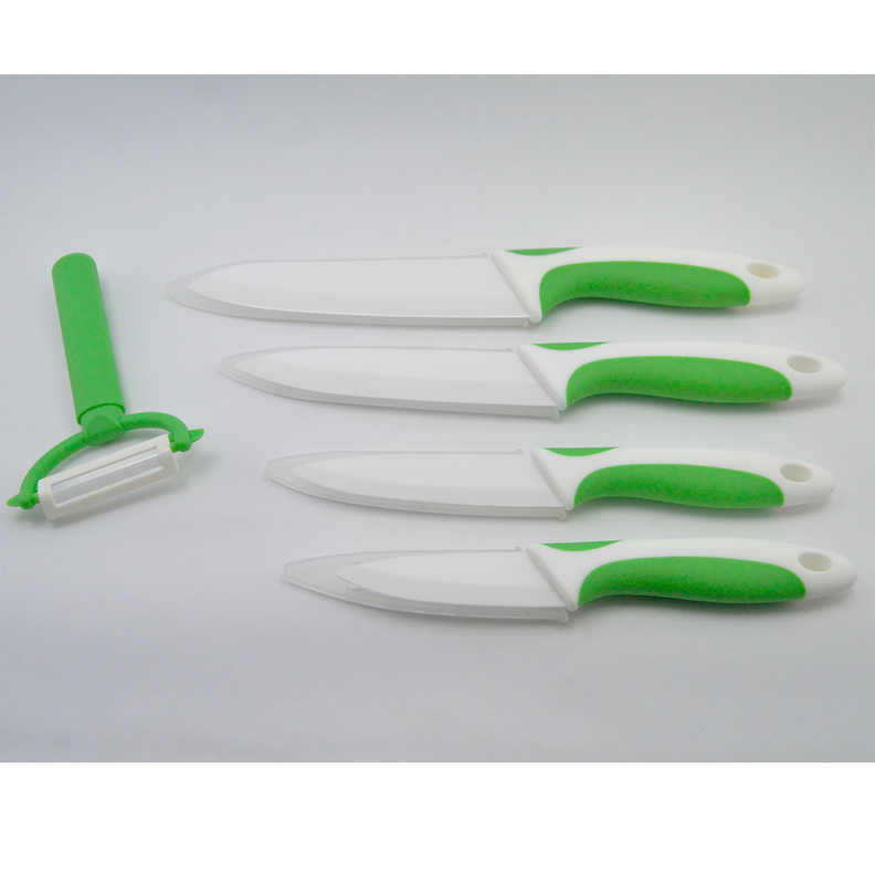 Set 5 Piezas Cuchillos Ceramica + Pelador Verde-0