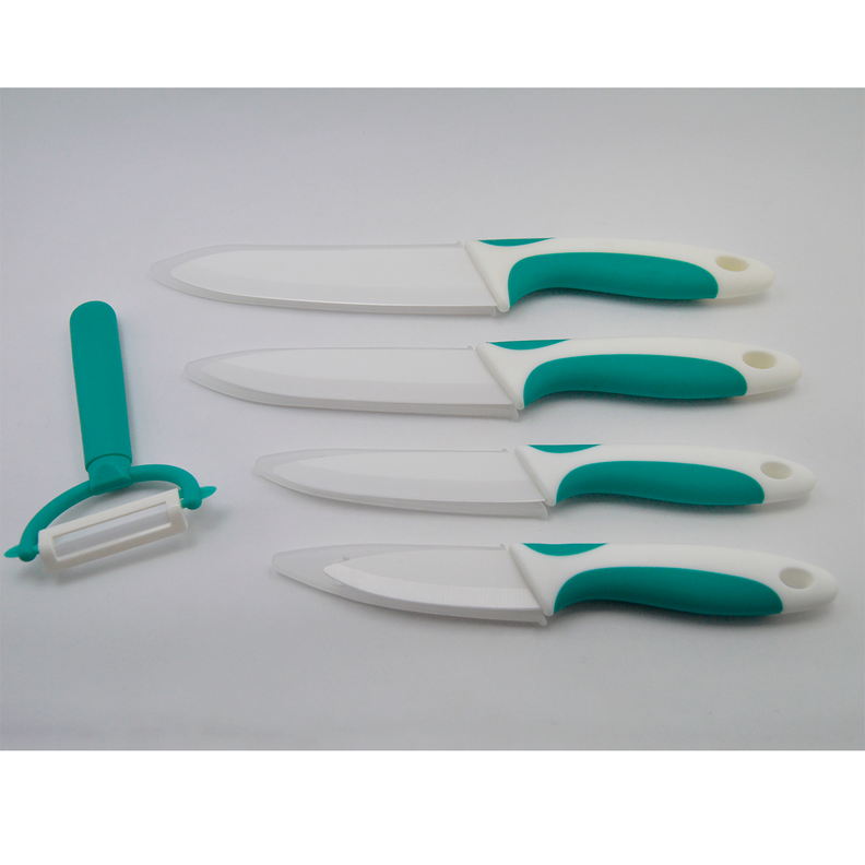Set 5 Piezas Cuchillos Ceramica + Pelador Verde Oscuro-0