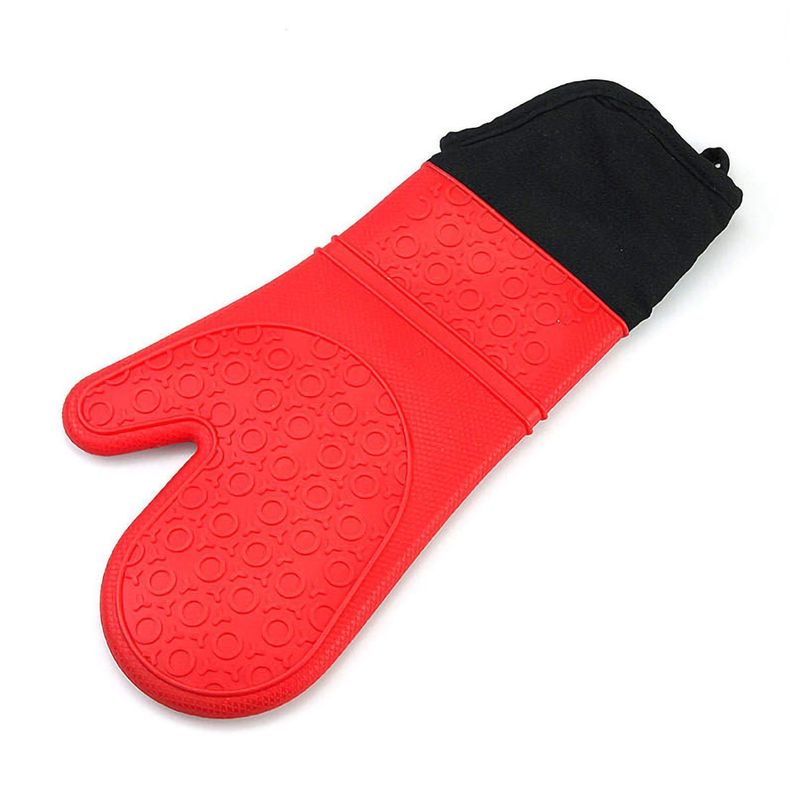 Par Guantes Cocina Silicona Horno Ollas Antideslizante Rojo-1