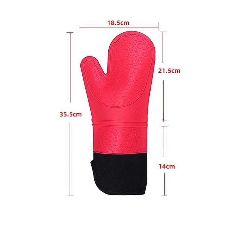 Par Guantes Cocina Silicona Horno Ollas Antideslizante Rojo-2