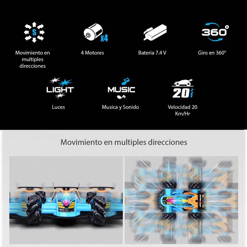 Auto RC control remoto gestual 4x4 alta velocidad Azul-2