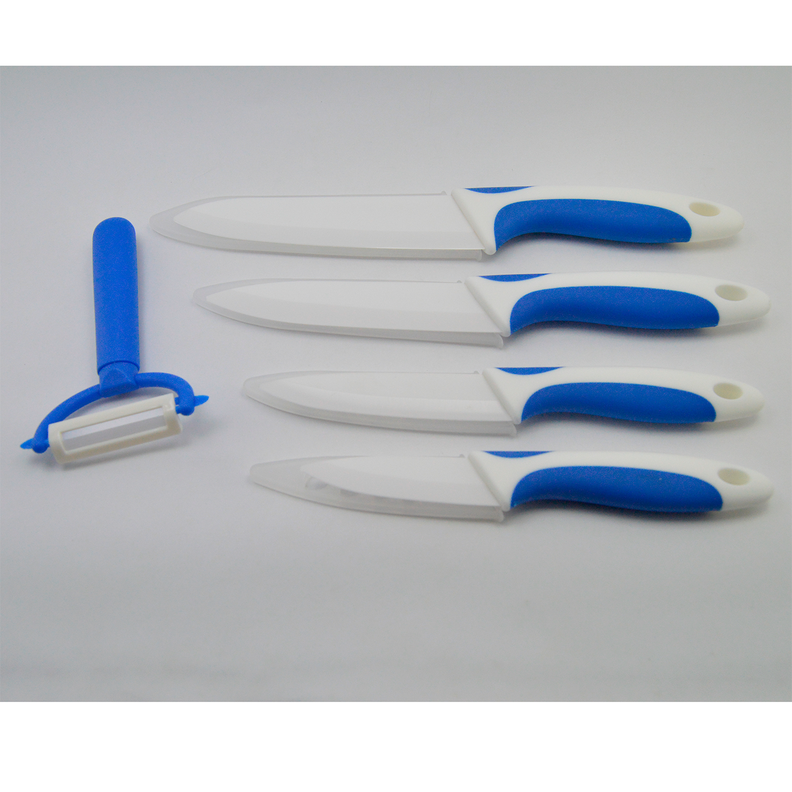 Set 5 Piezas Cuchillos Ceramica + Pelador Azul-0