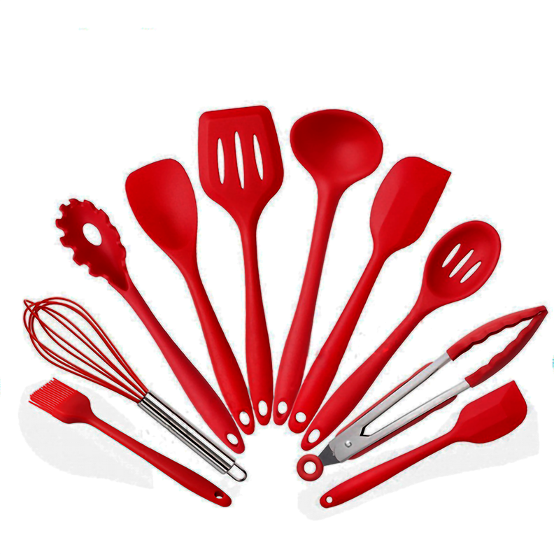 Set Utensilios Silicona 10 pzas Rojo-0