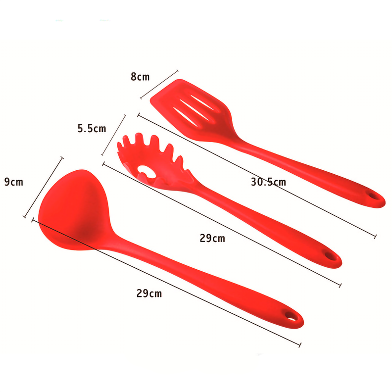 Set Utensilios Silicona 10 pzas Rojo-3