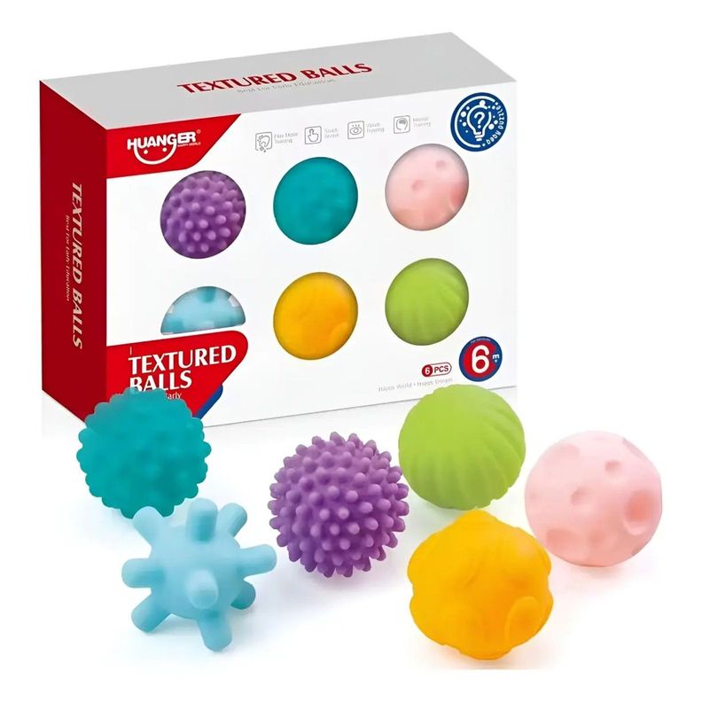 Set 6 Pelotas Sensoriales Didácticas Para Bebé Con Texturas