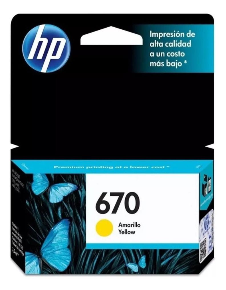 Cartucho de Tinta hp 670 Yellow Original Amarillo