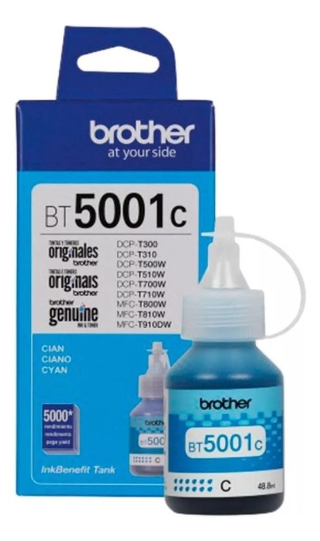 Botella de Tinta Brother Bt5001 Cyan Original Celeste