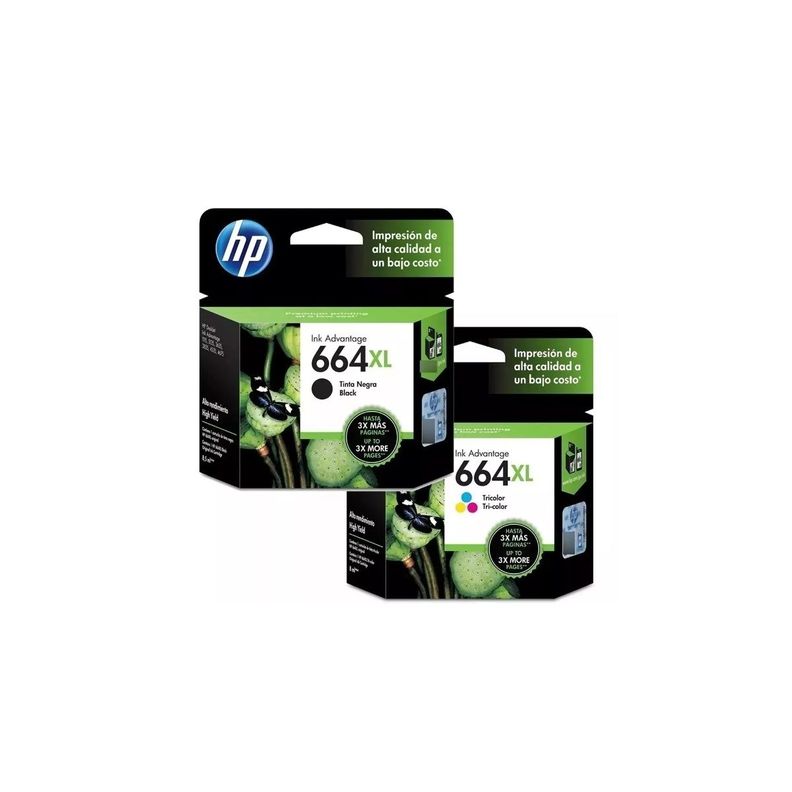 Pack Tintas hp 664XL Original Negro / Tricolor 1115/2135