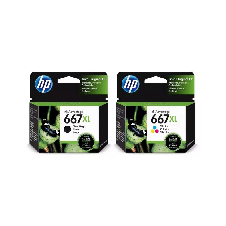 Pack Cartuchos hp 667XL Original Negro / Tricolor-0
