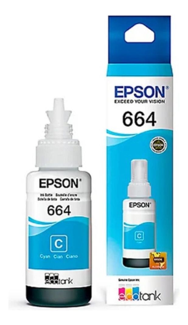 Botella de Tinta Epson 664 Cyan Original Celeste