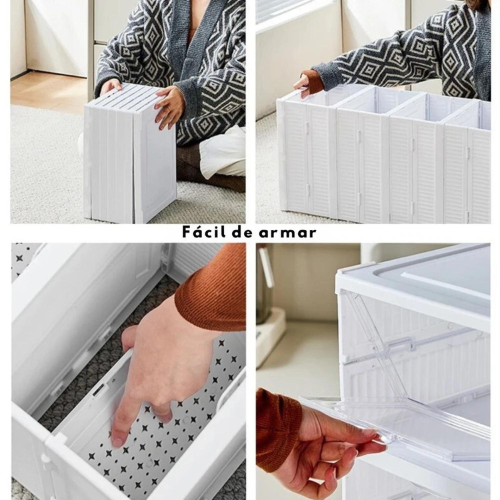  Zapatero 3 cajas Contenedor plegable apilable Organizadores de zapatos-4