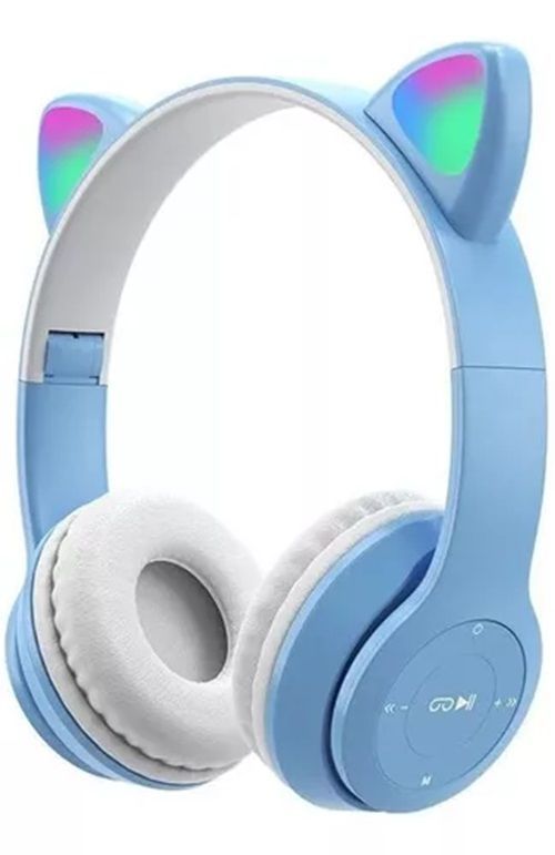 Audifonos Bluetooth Orejitas De Gato Azul
-0