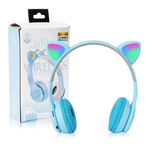 Audifonos Bluetooth Orejitas De Gato Azul
-2
