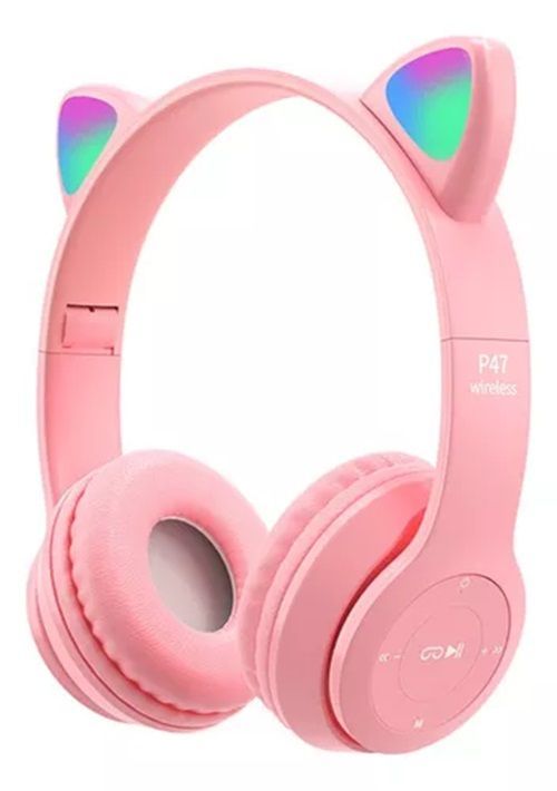 Audifonos Bluetooth Orejitas De Gato Rosado
-0
