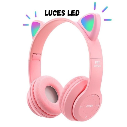 Audifonos Bluetooth Orejitas De Gato Rosado
-2