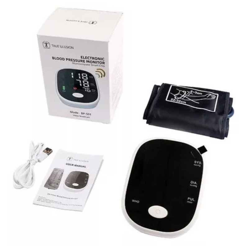 Toma Presión Digital Brazo Usb/pila Color Blanco-1