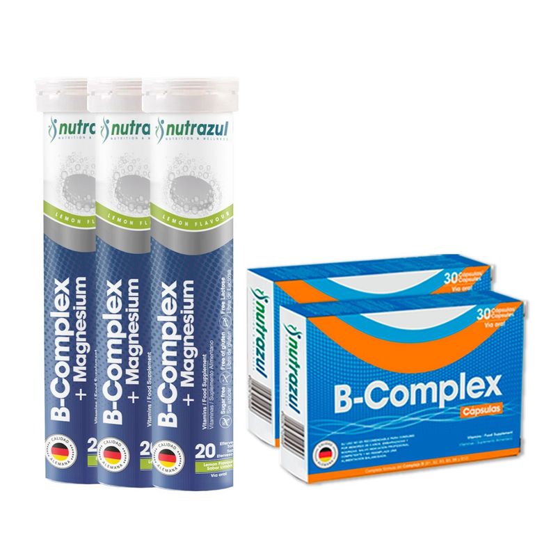  B -Complex + Magnesio Eferv.(3)  + B-Complex Cápsulas (2)  - Pack 5 unidades.-0