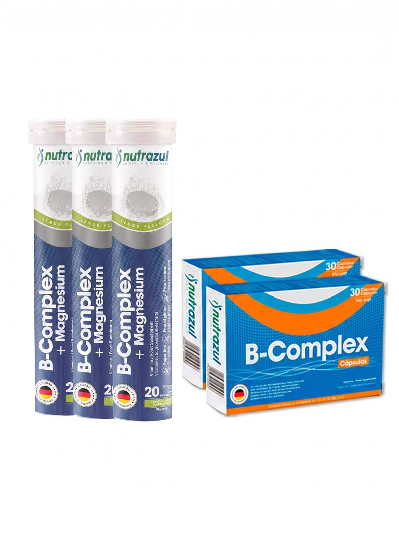 B -Complex + Magnesio Eferv.(3) + B-Complex Capsulas (2) - Pack 5 unidades.