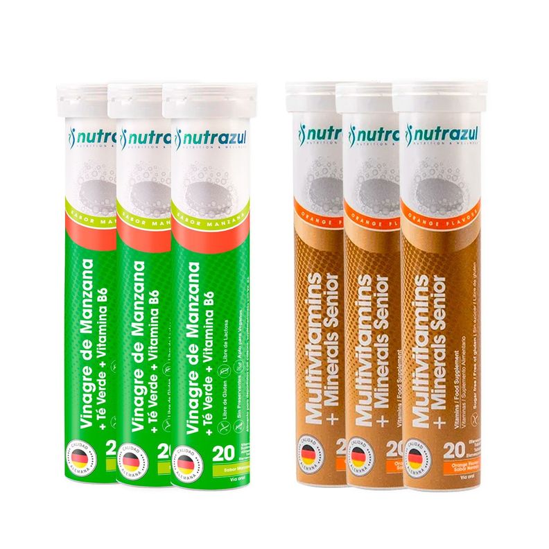 3 Vinagre de Manzana - Té Verde + 3 Multivitamínicos Senior  - Pack 6 unidades.-0