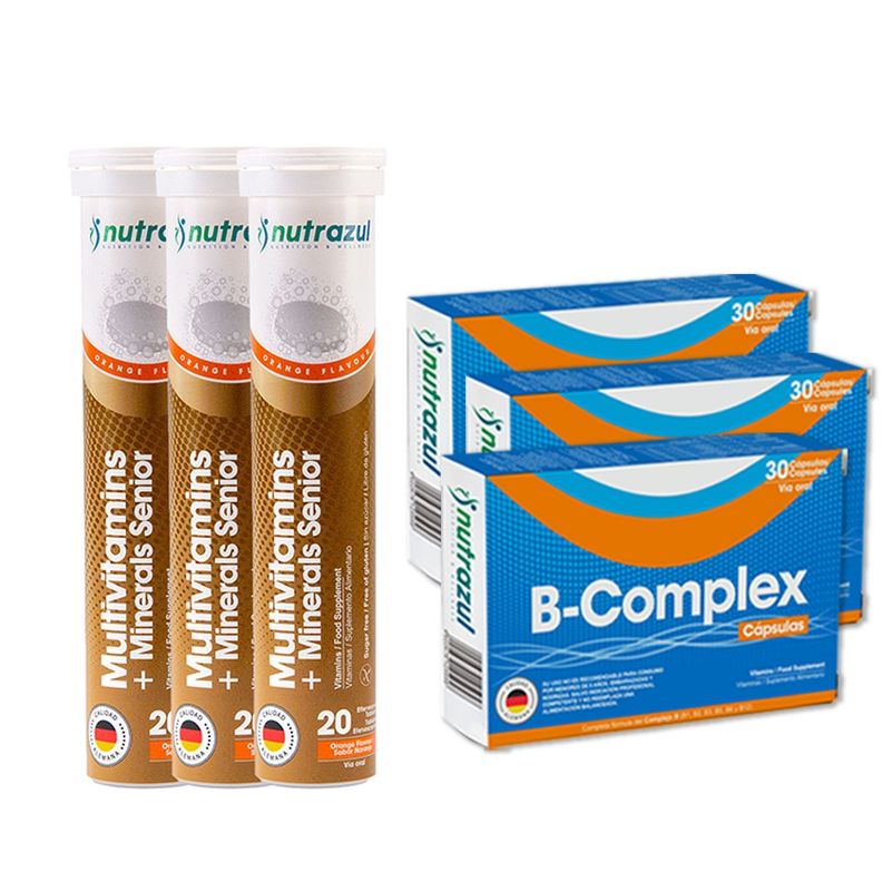 Vitamina Complejo B (3) + Multivitamínico Senior (3) - Pack 6 Unidades.-0