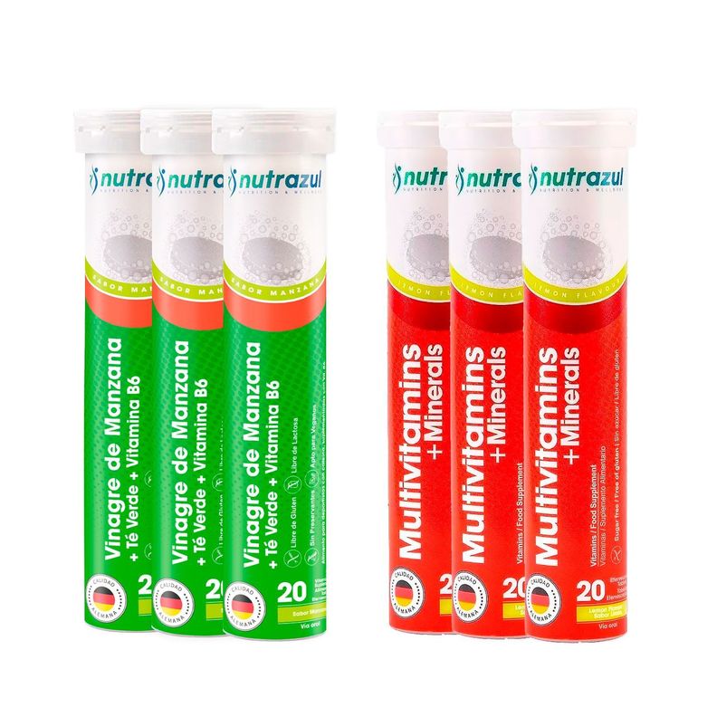 3 Vinagre de Manzana - Té Verde + 3 Multivitamínicos - Pack 6 unidades.-0