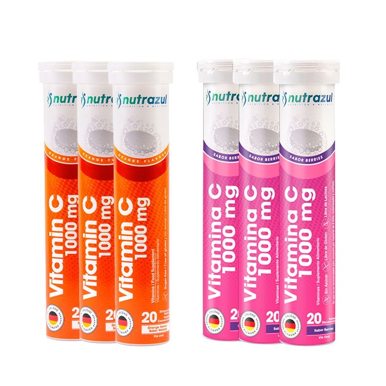 Vitamina C 1000 mg - Pack 6 unidades - Sabores naranja-  berries.-0