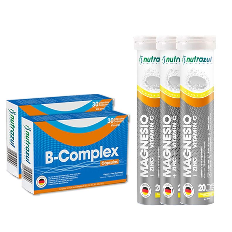 B- Complex cápsulas (2) - Magnesio 350 mg -Zinc-Vit C - Pack 5 u.-0