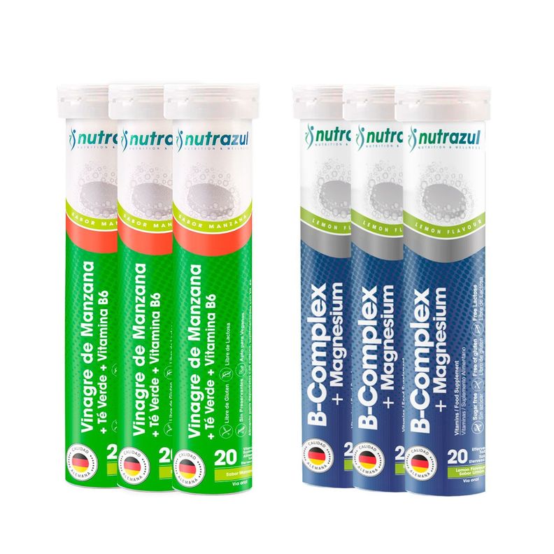 3 Vinagre de Manzana - Té Verde + 3 B-Complex-Magnesio -  Pack 6 unidades.-0