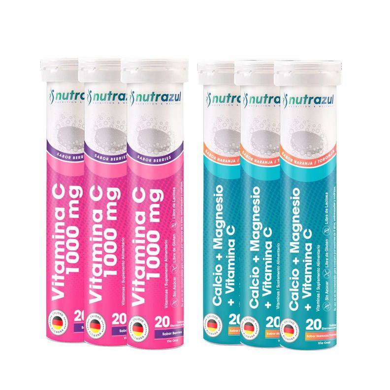  Vitamina C 1000 mg berries (3) + Calcio - Magnesio (3)  - Pack 6 unidades.-0