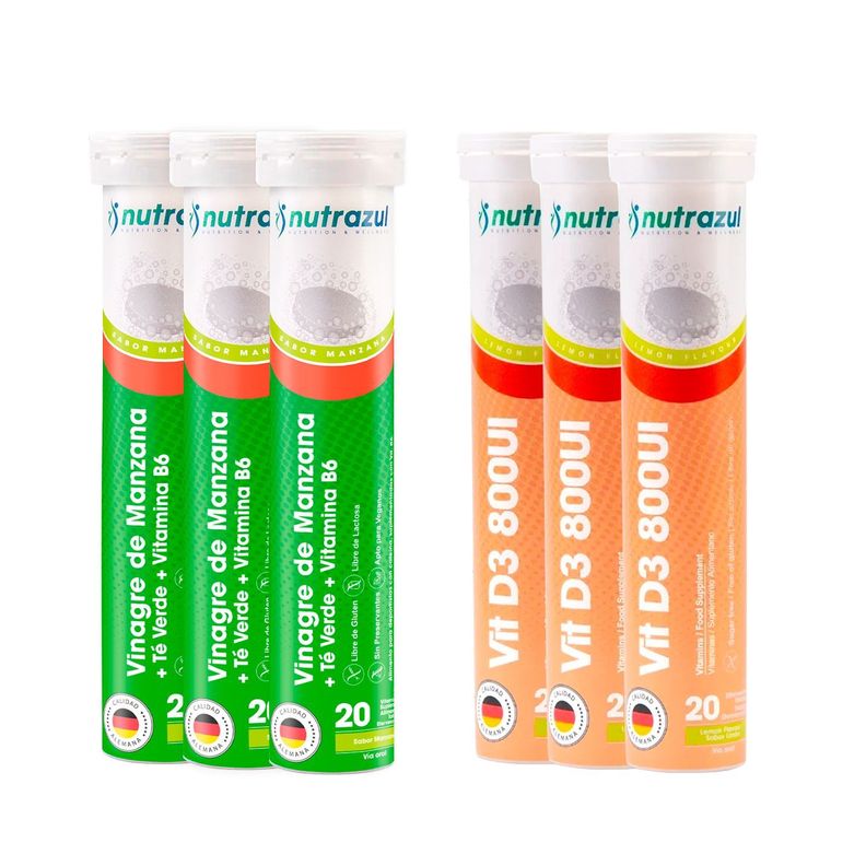 3 Vinagre de Manzana - Té Verde + 3 Vitamina D3 -800 UI  - Pack 6 unidades.-0